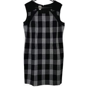 Anne Klein 16 Black White Plaid A-Line DRESS Sleeveless Buffalo Plus Size